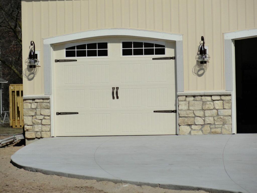 If you don't have an electric opener, you can use a handle, like this door, to manually open your garage door.