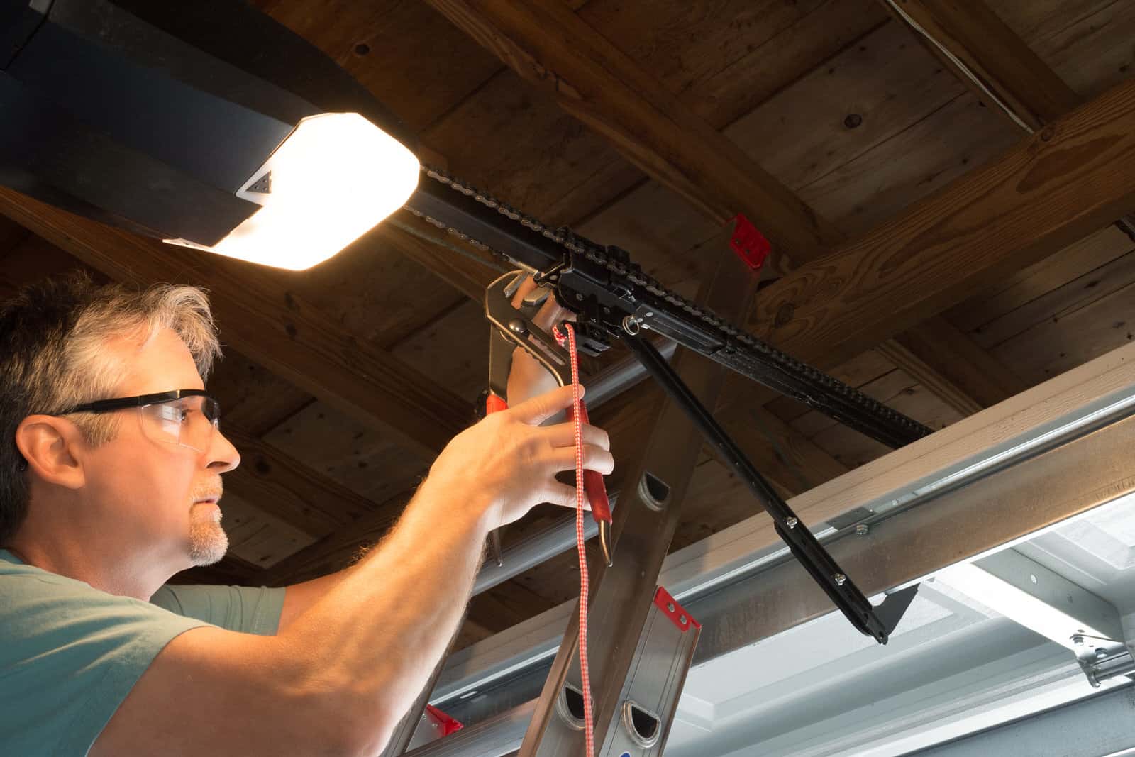 An example of an electric garage door opener install