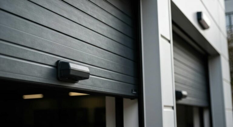 Close-up of garage door mechanism