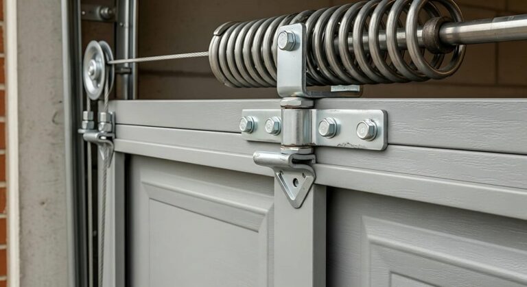 Close-up of garage door mechanism