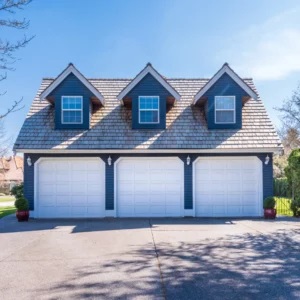 Garage Door Installation Services. house with new solid garage doors